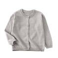 thumbnail image 1 of Taqqpue Long Sleeve Cardigan for Boys Girls Casual Solid Color Crew Neck Button Down Sweater Jackets Plus Size Outerwear Loose Fit Fleece Knitted Blouse Tops for Kids 2-10Y, 1 of 6