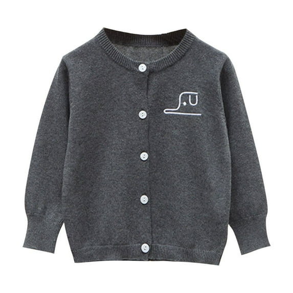 Taqqpue Long Sleeve Cardigan for Girls Casual Solid Color Crew Neck Button Down Sweater Jackets Plus Size Outerwear Loose Fit Knitted Blouse Tops for Kids 2-9Y