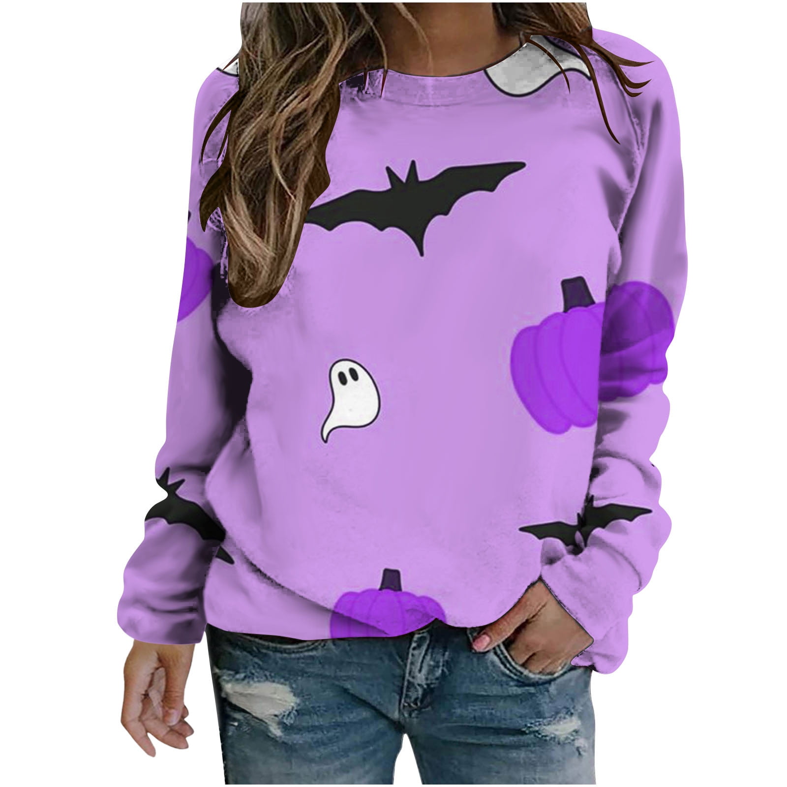 Taqqpue Long Sleeve Halloween Shirts for Women Plus Size Casual ...