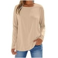 thumbnail image 1 of Taqqpue Long Sleeve Shirts for Women Casual Solid Color Crew Neck T Shirts Loose Fit Quick Dry Plus Size Tunic Tops for Running Workout, 1 of 5