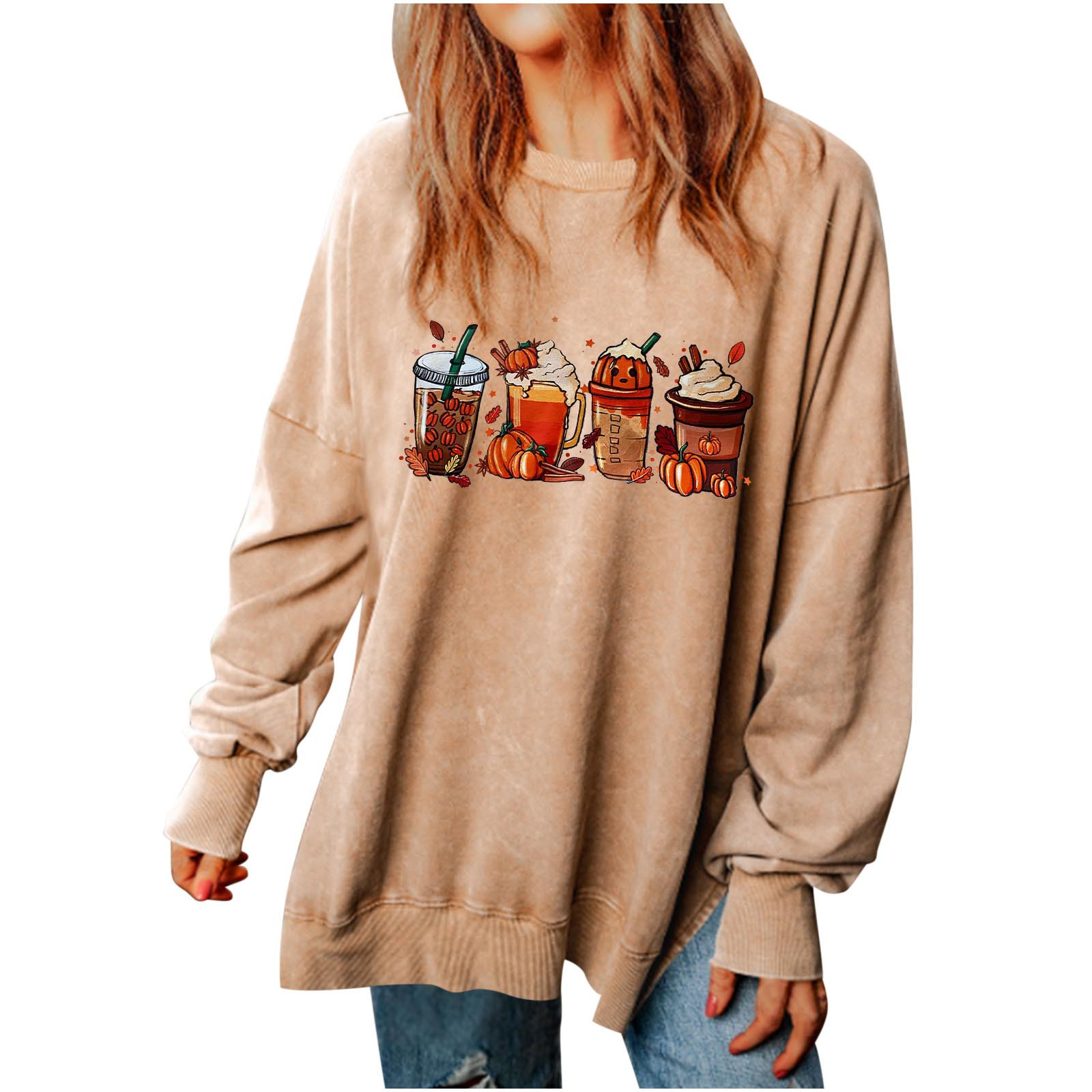 Taqqpue Long Sleeve Thanksgiving Shirts for Women Women's Cute Crewneck