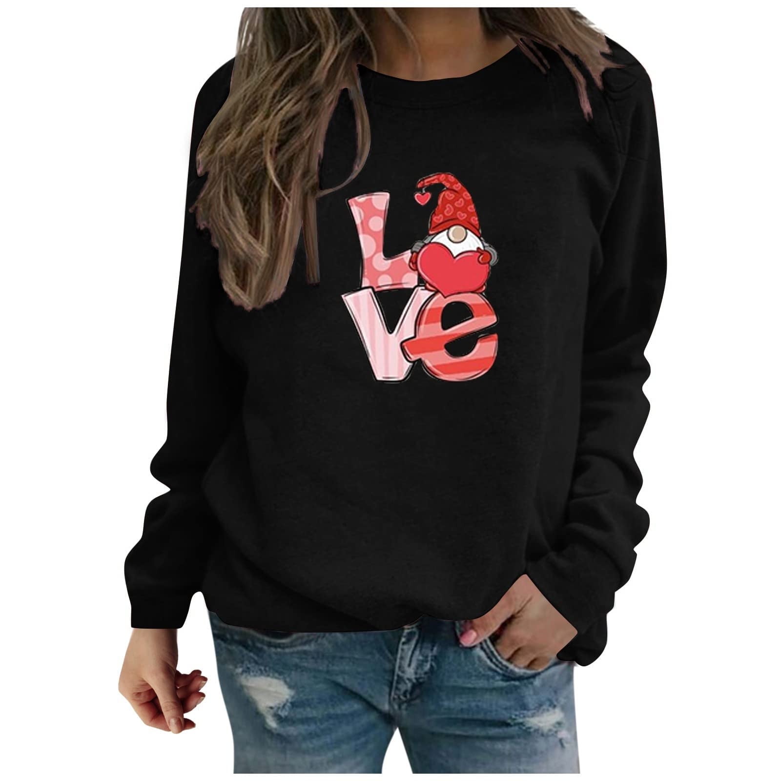 Taqqpue Love Heart Printed Long Sleeve Shirts for Women,Plus Size ...