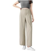 TAQQPUE Women's Maternity Dress Pants Solid Color Over The Belly Stretchy Work Slack Pregnancy Pants Wide Leg Lounge Trousers with Pockets for Women