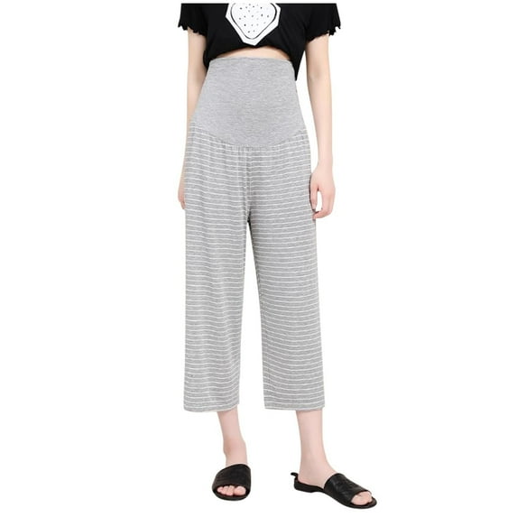 Taqqpue Maternity Dress Yoga Pants Solid Color Over The Belly Stretchy Work Slack Pregnancy Pants Wide Leg Lounge Trousers