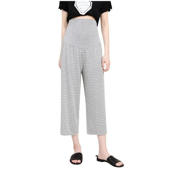 Taqqpue Maternity Dress Yoga Pants Solid Color Over The Belly Stretchy Work Slack Pregnancy Pants Wide Leg Lounge Trousers