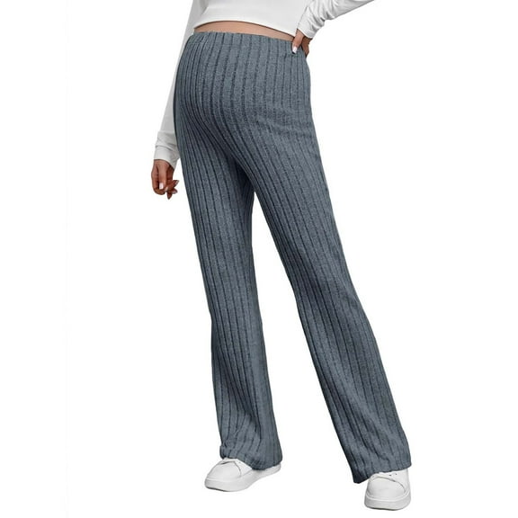 Taqqpue Maternity Pants Over the Belly Yoga Dress Work Pregnancy Pants Adjustable Waist and Slightly Flared Pants Stretchy Lounge Wide Leg Trousers with Pockets