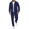 Taqqpue Men 2 Piece Set Outfits Solid Color Corduroy Relaxed-Fit Lounge Set Long Sleeve Button Down Collared Shirt and Drawstring Jogger Pants Suit Sets for Men