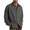 Taqqpue Men Long Sleeve Shirt Casual Solid Color Button Down Blouse Shirt Fall Loose Fit Plus Size Turndown Workwear Shirt with Pockets for Men