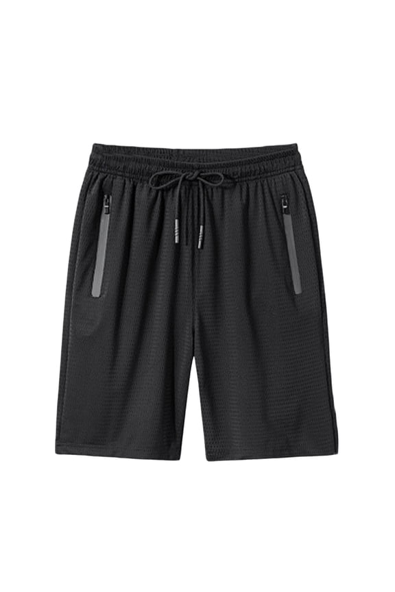 Men's Athletic Shorts Cotton Casual Shorts Quick Dry Breathable Running Shorts Solid Color Workout Gym Sweat Shorts with Zipper Pockets
