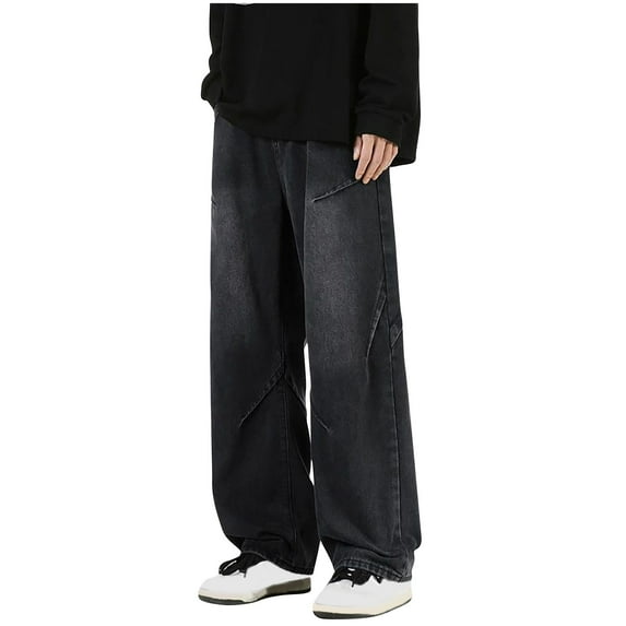 Taqqpue Men's Baggy Jeans Loose Fit Solid Color Y2k Skater Denim Pants Casual Vintage Fashion Straight Leg Hip Hop Trousers