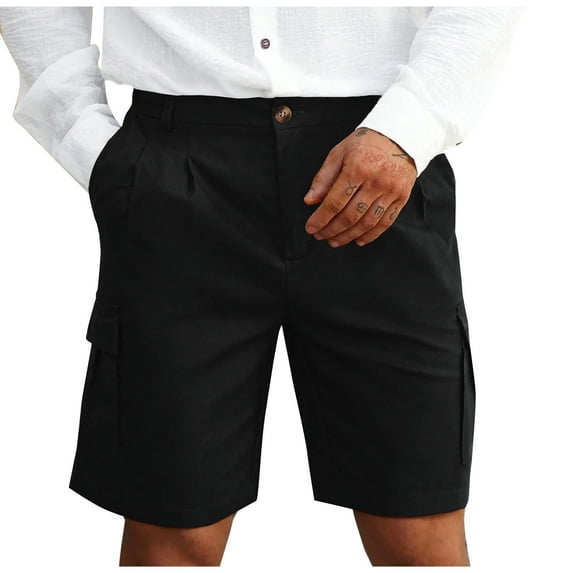 Taqqpue Men's Cargo Shorts Summer Solid Beach Shorts Relaxed Fit SweatShorts Running Workout Sport Twill Shorts Outdoor Lightweight Elastic Waist Straight Mid-Calf Shorts with Pockets