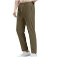thumbnail image 1 of Taqqpue Men's Casual Pants Solid Color Elastic Waist Drawstring Hiking Pants Lightweight Breathable Quick Dry Fit Running Athletic Active Jogger Pant with Zipper Pockets, 1 of 6