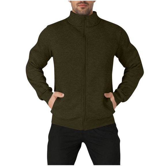 Taqqpue Men's Fleece Jacket Casual Solid Color Soft Polar Lightweight Outdoor Full Zip Coat Loose Fit Plus Size Sweatshirt Outwear with Pockets