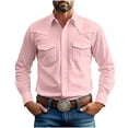 thumbnail image 1 of Taqqpue Men 's Long Sleeve Button Down Shirt Casual Solid Color Vintage Turndown Collar Work T Shirts Plus Size Lounge Blouse Tops with Pockets, 1 of 7