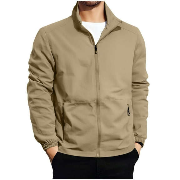 Taqqpue Men's Long Sleeve Shirts Casual Solid Color Full Zip Jacket Lightweight Fall Winter Outdoor Hiking Coats with Pockets