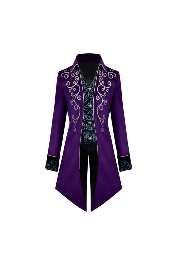 Men's Medieval Tailcoat Jacket Embroidery Vintage Gothic Steampunk Tuxedo Gothic Victorian Renaissance Frock Coat