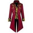 thumbnail image 1 of Taqqpue Men's Medieval Tailcoat Jacket Embroidery Vintage Gothic Steampunk Tuxedo Halloween Victorian Literature Retro Costume Coat Uniform, 1 of 8