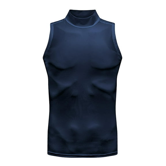 Taqqpue Men's Mock Turtleneck Tank Tops Slim Fit Sleeveless Shirts Athletic Training Sports Gym Summer Beach Tops Casual Basic Solid Color Tee