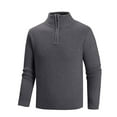 thumbnail image 1 of Taqqpue Men's Quarter Zip Up Sweaters Solid Color Long Sleeve Pullover Shirts Casual Slim Fit Lightweight Sweaters for Men, 1 of 2