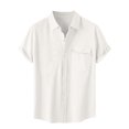 thumbnail image 1 of Taqqpue Men's Short Sleeve Button Down Shirts Casual Solid Color Cotton Linen Shirts Lightweight Quick Dry Vacation Beach Summer Blouse Tops with Pocket, 1 of 8