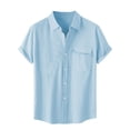thumbnail image 1 of Taqqpue Men's Short Sleeve Button Down Shirts Casual Solid Color Cotton Linen Shirts Lightweight Quick Dry Vacation Beach Summer Blouse Tops with Pocket, 1 of 8