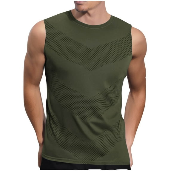 Taqqpue Men's Sleeveless Tank Tops Crew Neck Quick Dry Workout Running Jogging Gym Athletic Shirts Lightweight Beathable Casual Summer T-Shirts