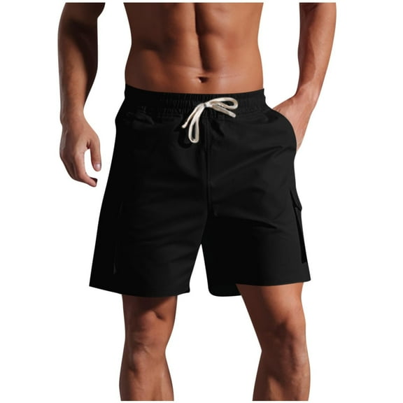 Taqqpue Men's Stretch Cargo Shorts Casual Drawstring Classic Relaxed Fit Summer Short Elastic Waist Lightweightt Summer Beach Shorts with Multi Pockets