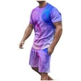 thumbnail image 1 of Taqqpue Men's Summer Short Sleeve T-Shirt & Shorts 2 Piece Outfits Printed Plus Size Casual Sports Athletic Jogging Sets S-5XL, 1 of 7