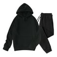 thumbnail image 1 of Taqqpue Men's Sweatsuit 2 Piece Set, Casual Solid Color Hooded Sweatshirt Hoodies and Sweatpants Fashion Athletic Jogging Velvet Tracksuits, 1 of 6