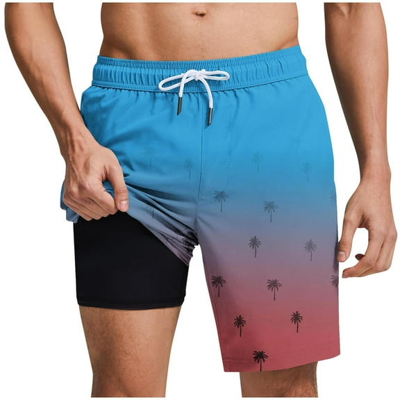 Taqqpue Men's Swim Trunks Plus Size Hawaiian Beach Shorts Bathing Suits Casual Elastic Waist Drawstring Summer Shorts Printed Quick Dry Beach Board Shorts with Pockets S-5XL