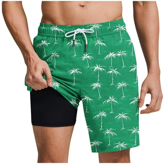 Taqqpue Men's Swim Trunks Plus Size Hawaiian Beach Shorts Bathing Suits Casual Elastic Waist Drawstring Summer Shorts Printed Quick Dry Beach Board Shorts with Pockets S-5XL