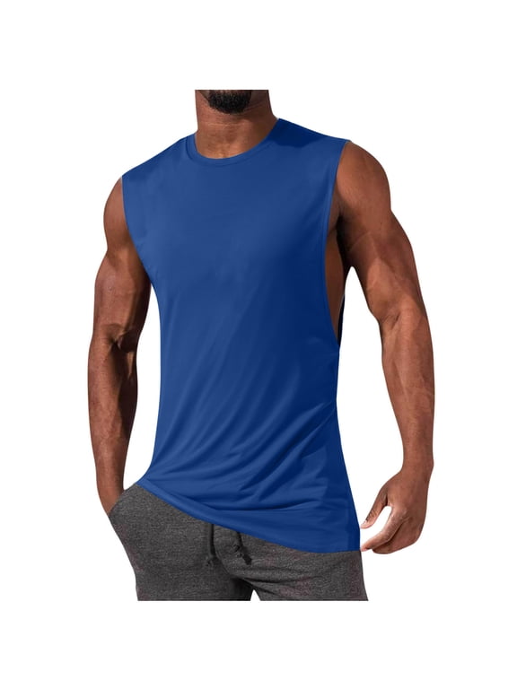 Men's Tank Top Sleeveless Muscle Stringer Top Cut Open Gym Training Bodybuilding Muscle T Shirts Cotton Soft Comfy Fitness Shirts