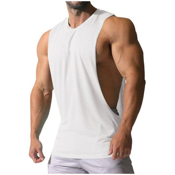 Taqqpue Men's Tank Top Sleeveless Muscle Stringer Workout Top Cut Open Gym Training Bodybuilding Athletic T Shirts Quick Dry Fitness Shirt