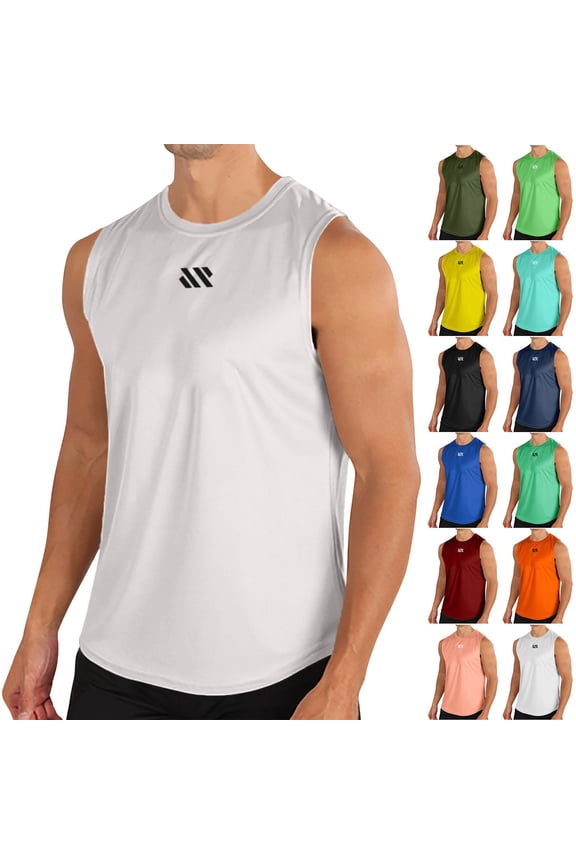 Men's Tank Top Sleeveless Muscle Stringer Workout Top Cut Open Gym Training Bodybuilding Athletic T Shirts Quick Dry Fitness Shirt