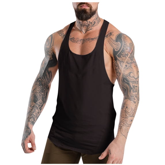 Taqqpue Men's Tank Tops Gym Muscle Shirts Quick Dry Bodybuilding Sleeveless T-Shirt Y-Back Workout Sports Fitness Tanks