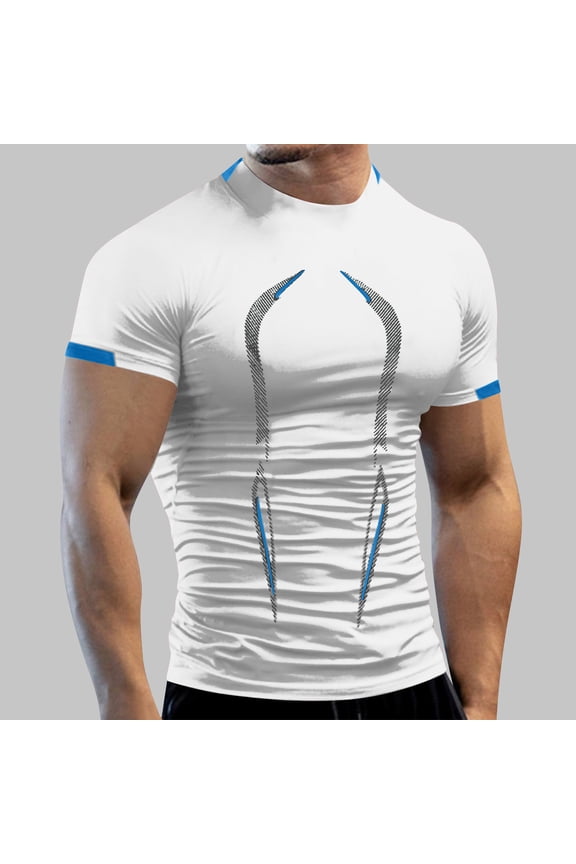 Men's Workout Shirts Slim Fit Athletic Bodybuilding T-Shirts Short Sleeve Comfort Quick Dry Crew Neck Gym Training Running Fitness Tee Top
