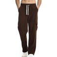 thumbnail image 1 of Taqqpue Mens Casual Pants Solid Color Relaxed Fit Elastic Waist Joggers Sweatpants Straight Wide Leg Workout Long Trousers with Pockets, 1 of 2