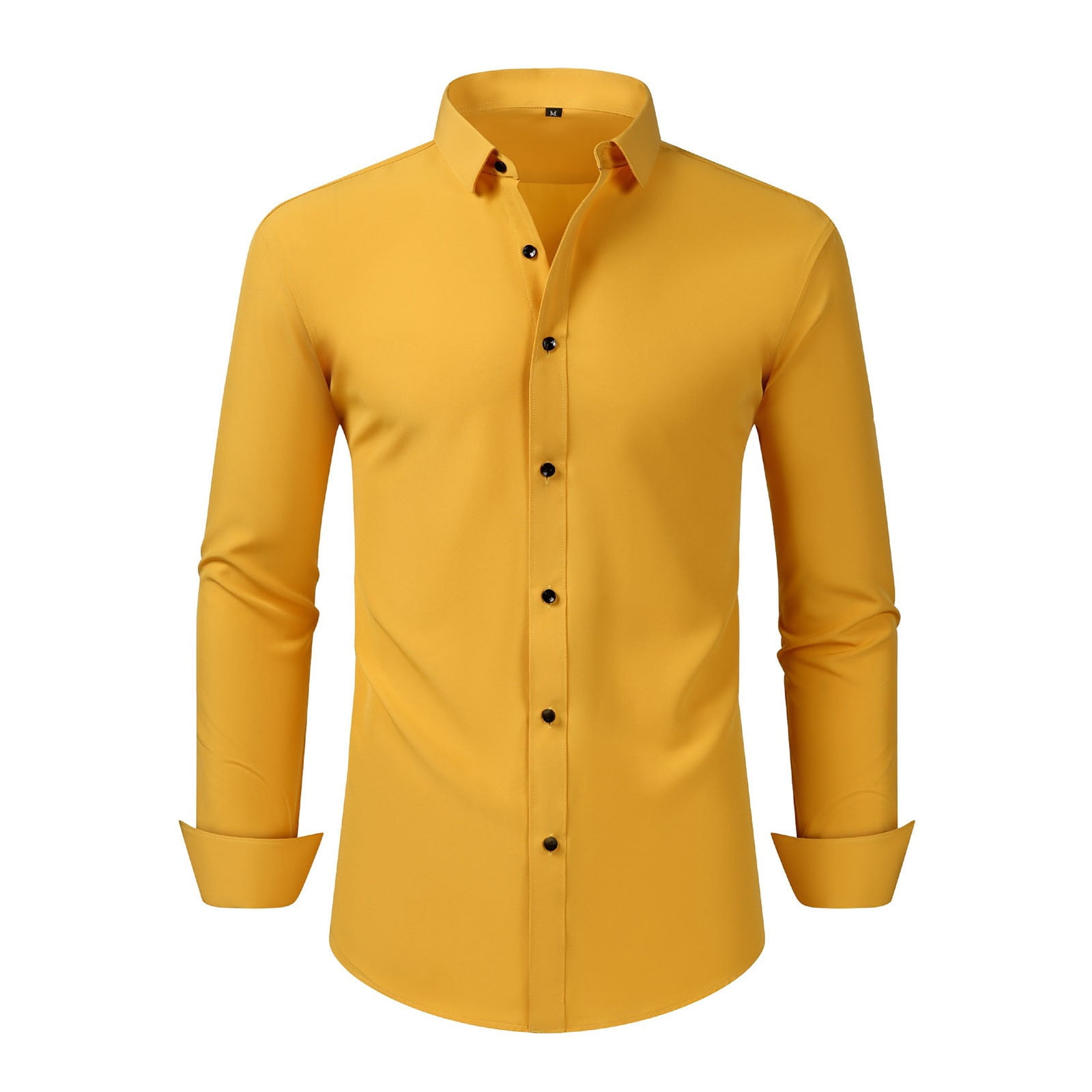 Taqqpue Mens Dress Shirts Long Sleeve Button Down Shirt Solid Slim Fit ...