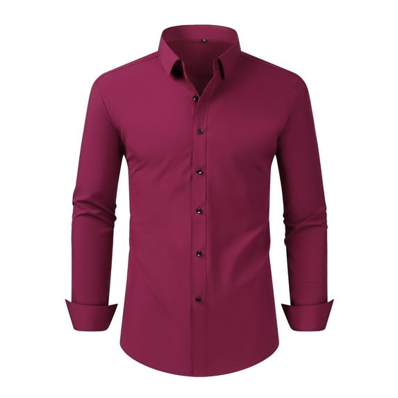 Taqqpue Mens Dress Shirts Long Sleeve Button Down Shirt Solid Slim Fit Fashion Collared Business Work Wedding Formal Shirts