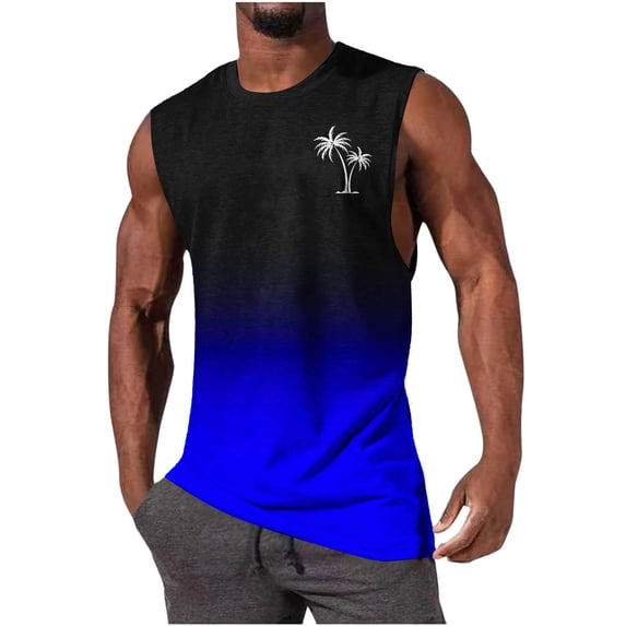 Taqqpue Mens Graphic Tank Tops Casual Sleeveless Muscle Shirts Beach Hawaiian Coconut Tree Patriotic Tank Tops