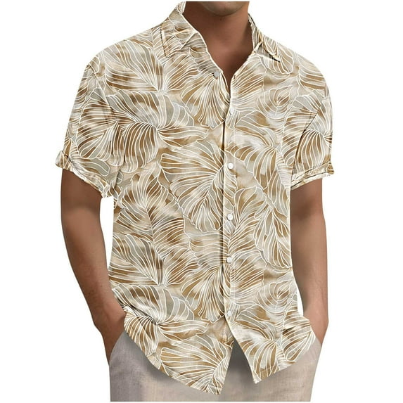 Taqqpue Mens Hawaiian Shirts Tops Short Sleeve Floral Printed Button Down Beach Shirt Vintage Summer Lightweight Casual Blouses