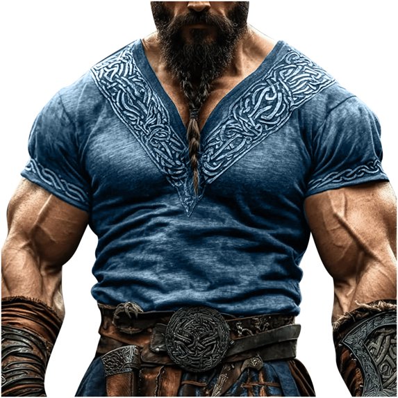 Taqqpue Mens Linen Shirt Solid Color V Neck Short Sleeve Blouse Tops Casual Embroidered Plus Size Beach T Shirts