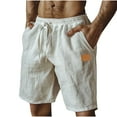 thumbnail image 1 of Taqqpue Mens Linen Shorts Solid Athletic Shorts Summer Beach Shorts Outdoor Lightweight Elastic Waist Drawstring Running Shorts with Pockets, 1 of 6