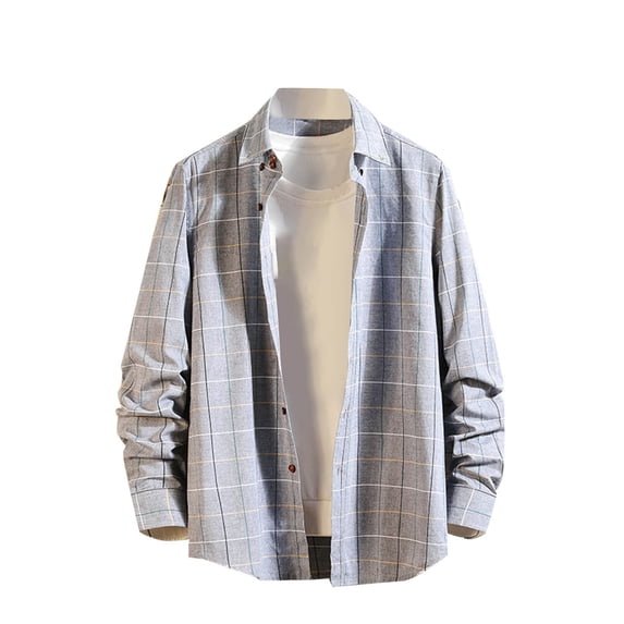 Taqqpue Mens Long Sleeve Button Down Shirts Casual Plaid Shirts Lightweight Collared Trendy Fall Beach Tops