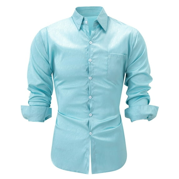 Taqqpue Mens Long Sleeve Dress Shirts Casual Solid Color Button Down Business T Shirt Loose Fit Work Blouse Shirts