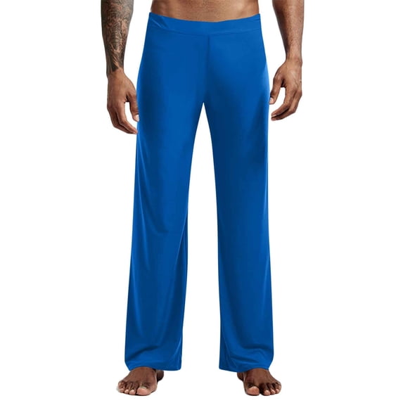 Taqqpue Mens Pants Casual Solid Color Pajama Pants Sleep Lounge Bottoms Loose Fit Soft Comfy Long Trouser Straight Wide Leg Pant Sleepwear with Pockets