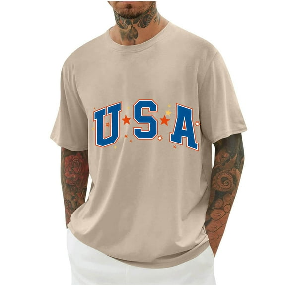 Taqqpue Mens Shirts American Flag 4th of July T-Shirt USA Flag Patriotic Short Sleeve Memorial Day Tops M-4XL