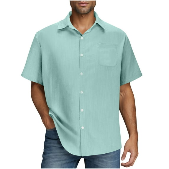 Taqqpue Mens Short Sleeve Button Down Shirts Comfy Lightweight Casual Shirts Summer Beach Vacation Wedding Tops