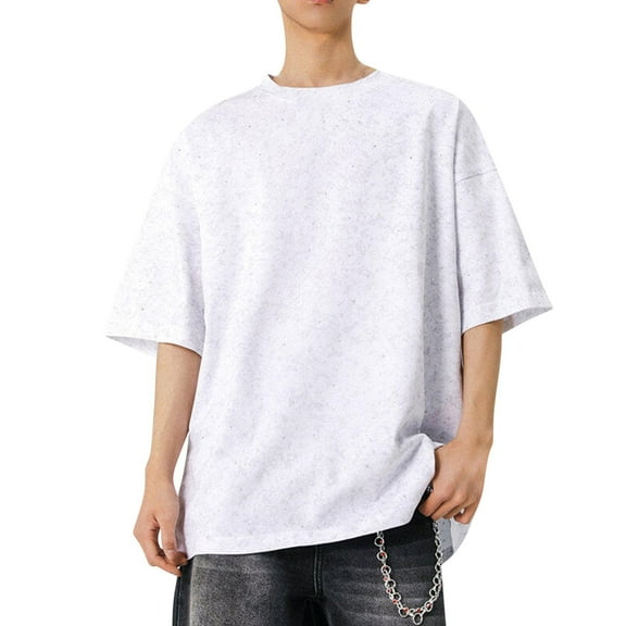Taqqpue Mens Short Sleeve T-Shirt Casual Plain Novelty Shirts Crew Neck Plus Size Cotton Soft Plain Novelty Summer Tshirts for Men S-3XL
