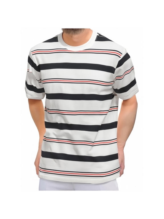 Mens Short Sleeve T-Shirts Classic Horizontal Striped Casual Crewneck Basic Shirt Fitted Everyday Tees